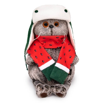 в двусторонней шапке и шарфе