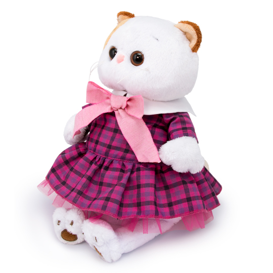 in a checkered dress in a checkered dress
