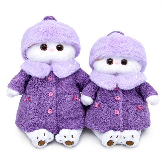 in a purple fur coat in a purple fur coat