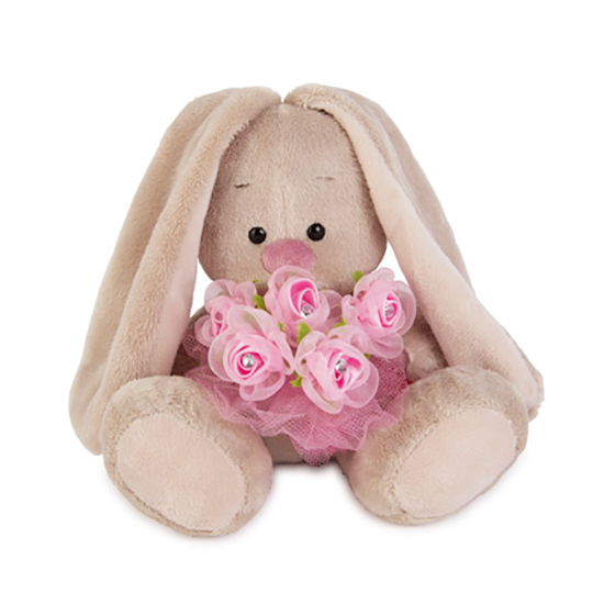 с букетом роз в сеточке