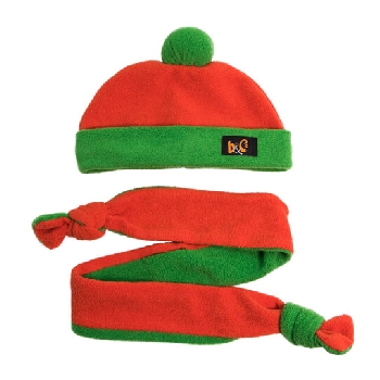 Оранжево-зеленая шапка и шарфик
