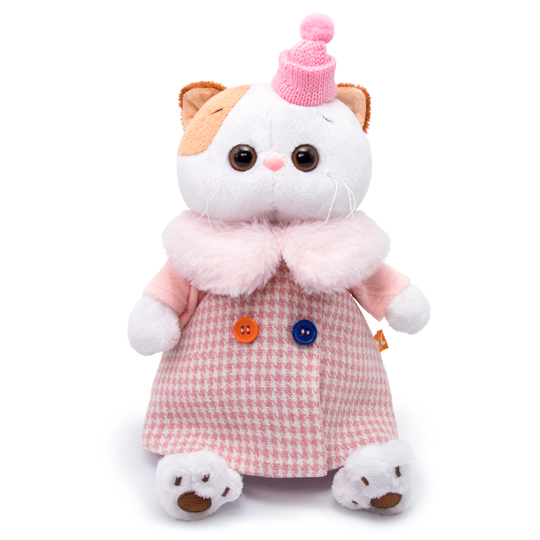 in a combination fabric coat in a combination fabric coat