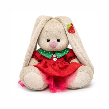 Зайка Ми в красном платье и с земляничкой на ушке