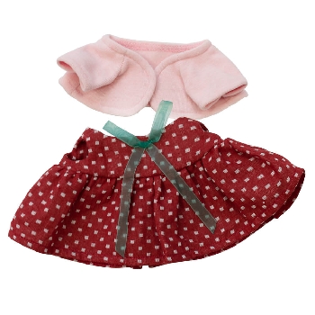 Бордовое платье и розовый жакет