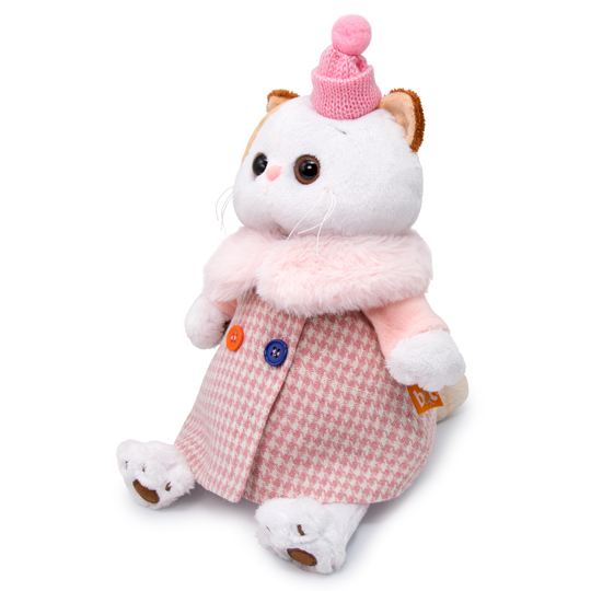 in a combination fabric coat in a combination fabric coat