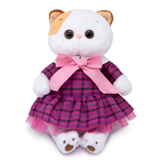 in a checkered dress in a checkered dress