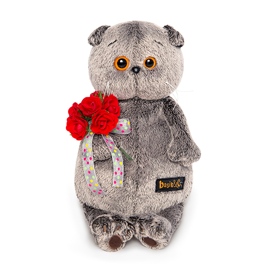 с букетом красных роз