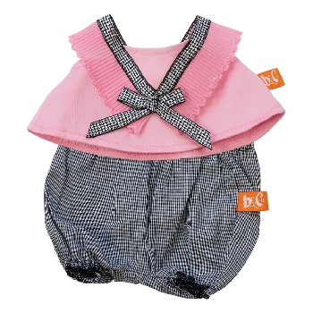 Розовая блузка и брюки в клетку