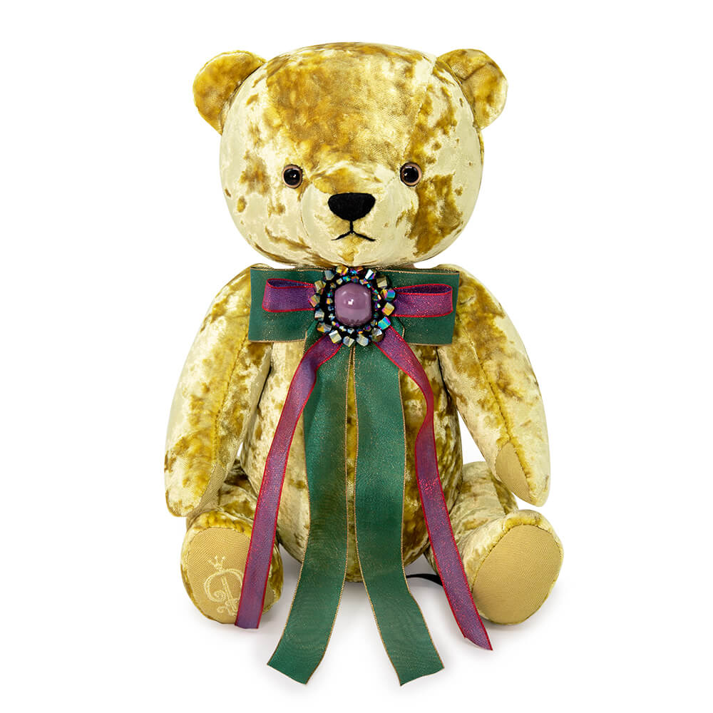 БернАрт Медведь золотой с фиолетовой брошкой 
