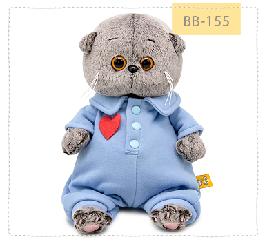 Басик baby в голубом комбинезоне с сердечком