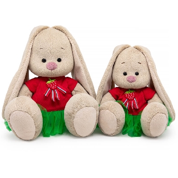 Зайка Ми в комбинированном платье с земляничкой