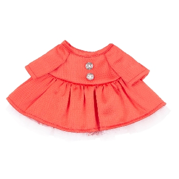 Коралловое платье и белый берет