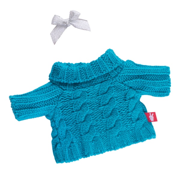 Свитер с косами голубой