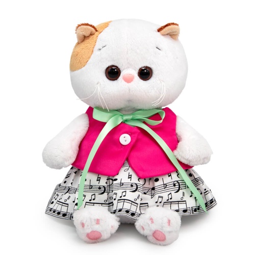 Малиновый жилет и юбка с принтом ноты