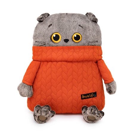 Кот-подушка в свитере с косами