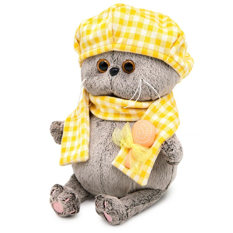 Басик беби в берете и шарфе в клетку