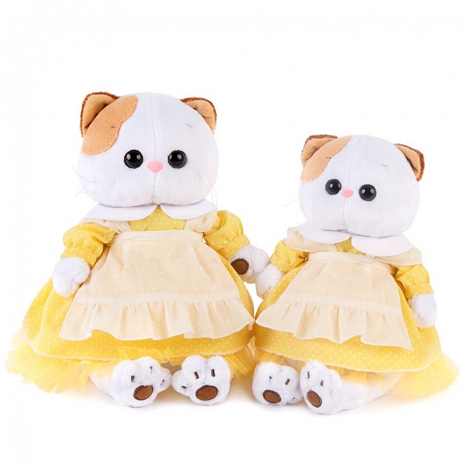 in yellow dress with pinafore in yellow dress with pinafore