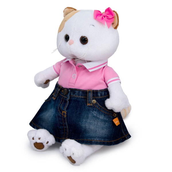 Ли-Ли в джинсовой юбке и футболке поло