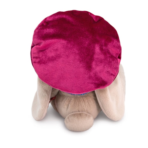 Зайка Ми в бархатном берете и шарфе в клетку