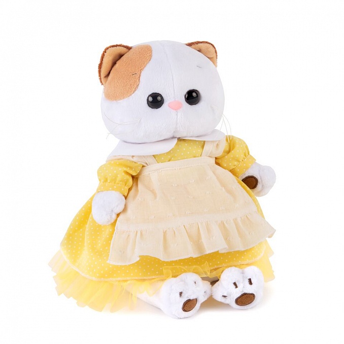 in yellow dress with pinafore in yellow dress with pinafore