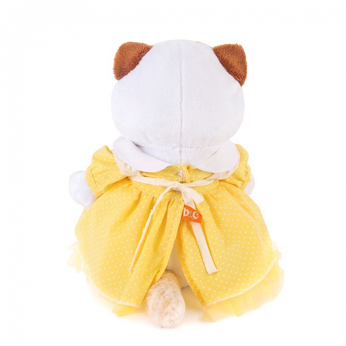 in yellow dress with pinafore in yellow dress with pinafore