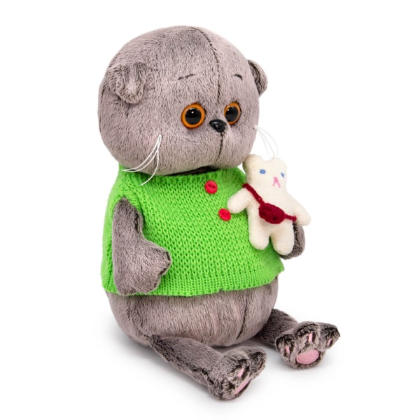 Басик беби в жилете с игрушкой