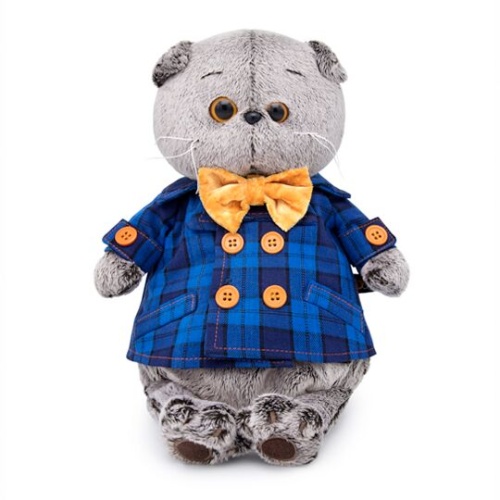 в синей куртке и с бантом