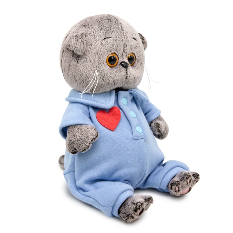 Басик baby в голубом комбинезоне с сердечком