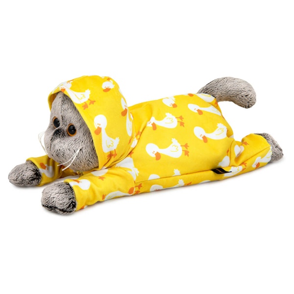 Кот Басик в комбинезоне с принтом "Гусик" (лежачий)