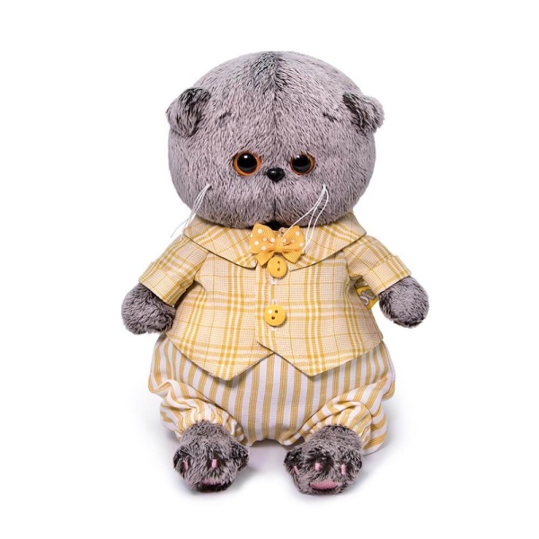 Рубашка желтая в клетку и полосатые штаны