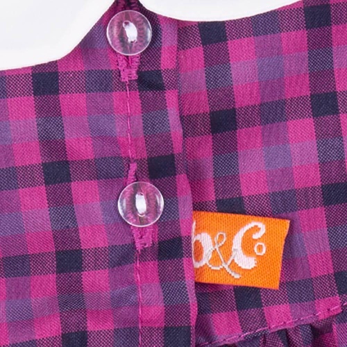 Платье в клетку с розовым бантом