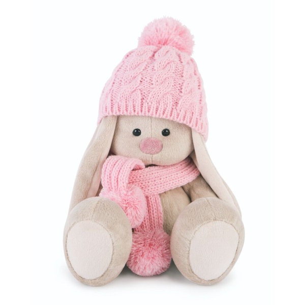 Зайка Ми в розовой шапочке и шарфе