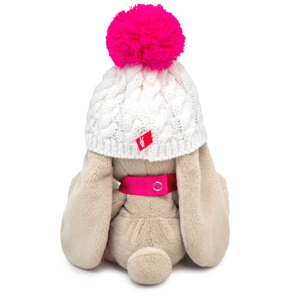 Зайка Ми в белой шапке с помпоном