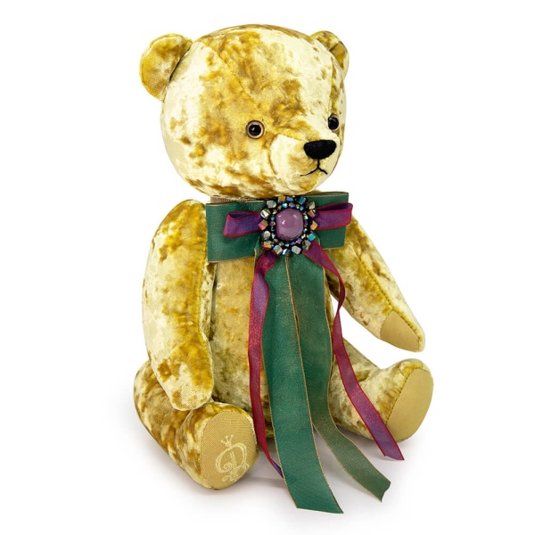 БернАрт Медведь золотой с фиолетовой брошкой medved_zolotoy_s_fioletovoy_broshkoy