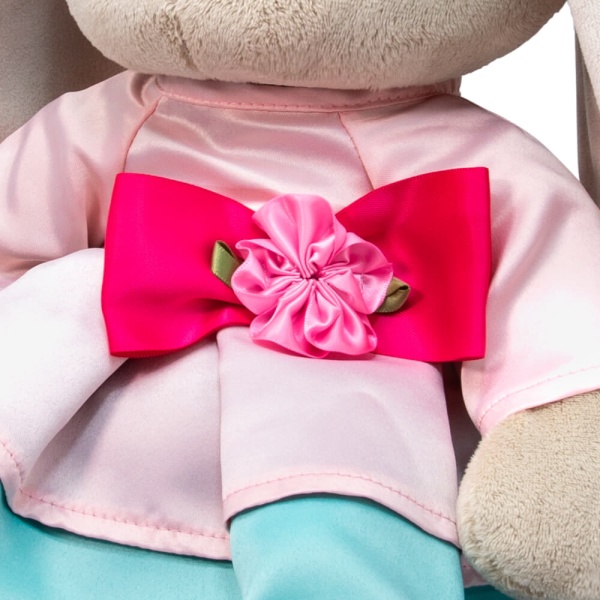 Зайка Ми большой в трехцветном платье