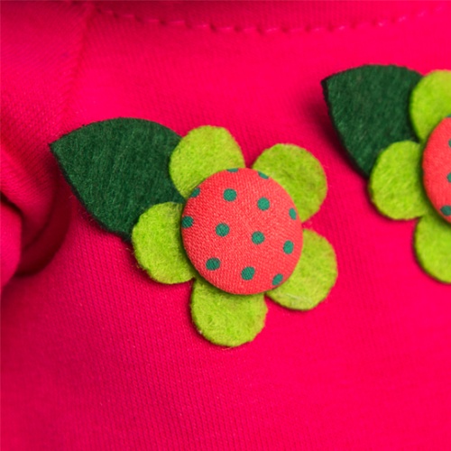 в малиновом платье с цветочками