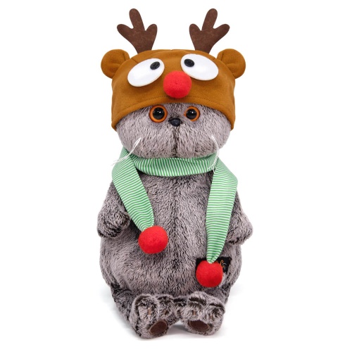 Шапка «Олень» и шарфик с помпонами