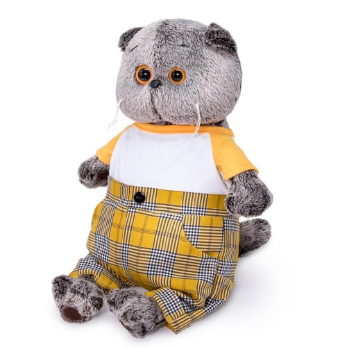 в футболке и клетчатых штанах