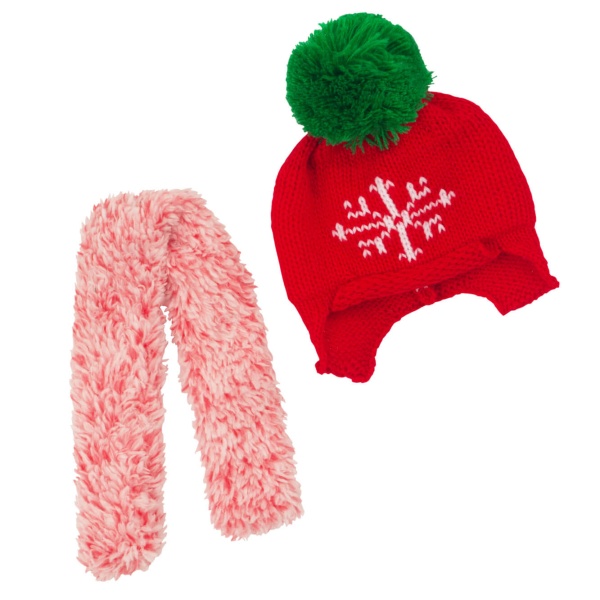 Юбка в клетку и шапочка с помпоном