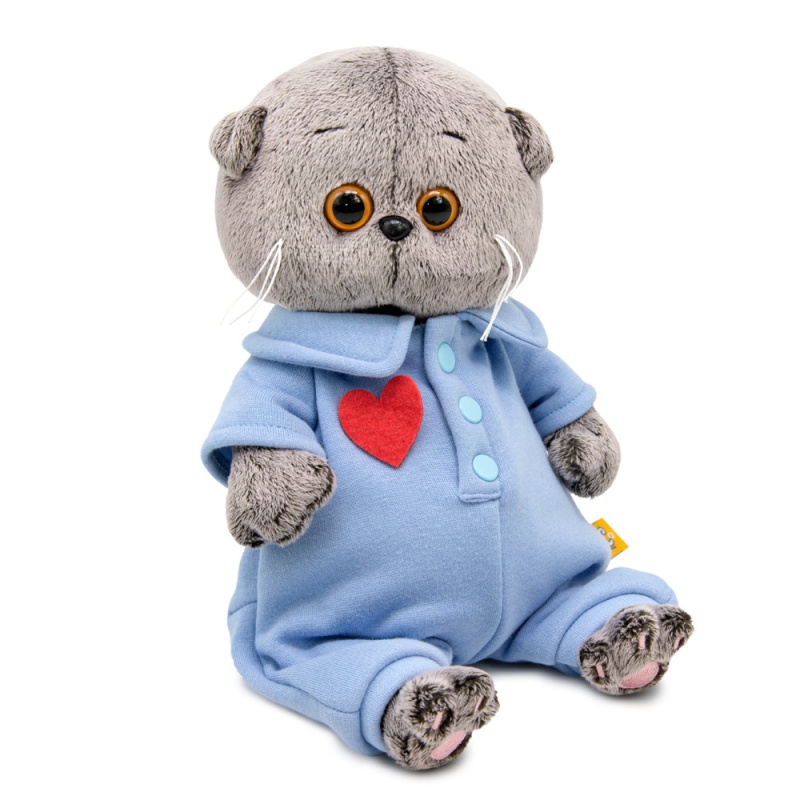 Басик baby в голубом комбинезоне с сердечком