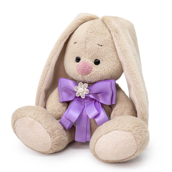 Зайка Ми с бантиком лавандового цвета и брошкой