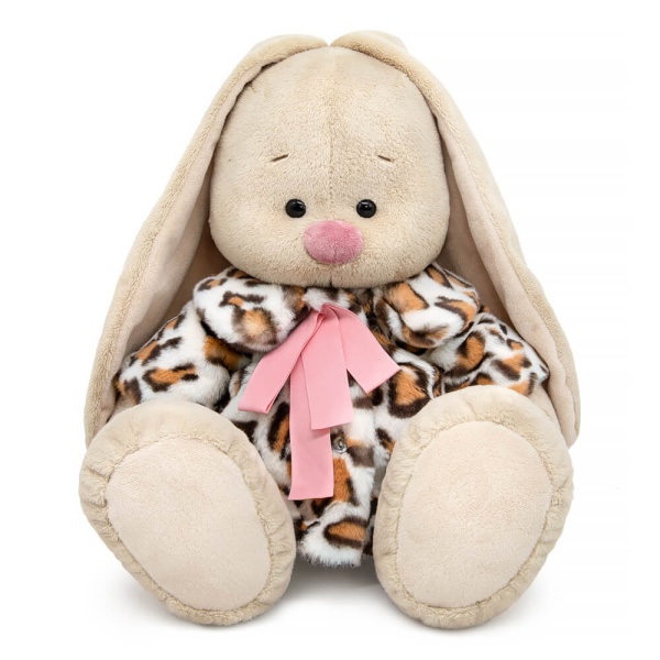 Зайка Ми большой в шубе с леопардовым принтом